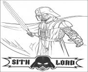 Coloriage Darth Vader avec sabre dessin