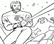 Coloriage star trek personnage de Star Trek dans un fauteuil dessin