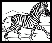 Coloriage zebre souriant avec des bandes de rayures noires et blanches dessin