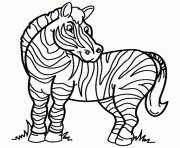 Coloriage zebre souriant avec des bandes de rayures noires et blanches dessin