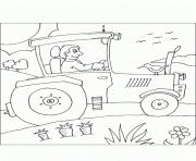 Coloriage ferme tracteur dessin