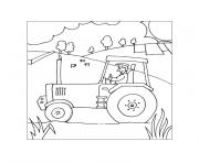 Coloriage tracteur avec un animal dessin