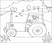 Coloriage ferme et tracteur dessin