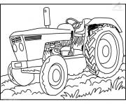 Coloriage fermier tracteur en action dessin
