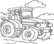 Coloriage tracteur devant la ferme dessin