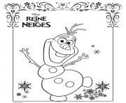 Coloriage reine des neiges olaf rose dessin