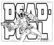 Coloriage deadpool avec deux epees dessin