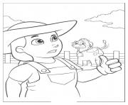 La fermiere Yumi et sa vache dessin à colorier
