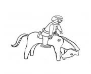 Coloriage playmobil western chevaux dessin