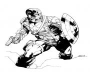 Coloriage captain america dans une piece dessin