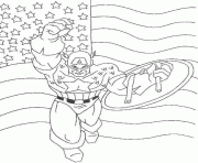 captain america devant le drapeau americain dessin à colorier