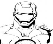 Coloriage avengers iron man portrait visage robot