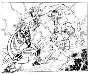 Coloriage avengers thor vs hulk