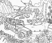 jungle jeep car jurassic park dessin à colorier