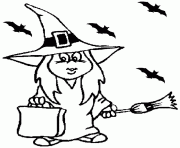 Coloriage fantome avec un chapeau de sorciere halloween pour petit dessin