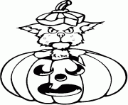 Coloriage citrouille chat halloween dessin