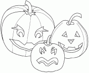 3 citrouilles pour Halloween dessin à colorier