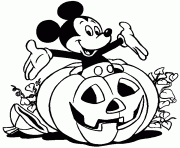 Mickey sort d une citrouille halloween disney dessin à colorier