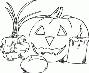 Coloriage une citrouille d Halloween et 4 petit potirons dessin