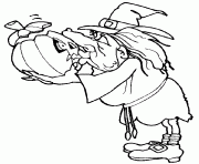 Coloriage witch on broom 3 halloween dessin