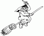 Coloriage witch on broom 4 halloween dessin