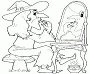 Coloriage witch on broom 3 halloween dessin