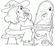 Coloriage old witch halloween dessin