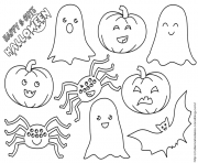 citrouille fantome chauvesouris araignee halloween dessin à colorier