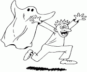 Coloriage un fantome qui reclame des bonbons pour Halloween dessin
