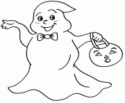 un fantome qui reclame des bonbons pour Halloween dessin à colorier