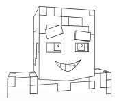 Coloriage enderman building a house dessin