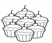quatres cupcakes dessin à colorier