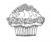 Coloriage cupcake fleurs