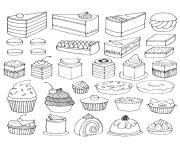 adulte cupcakes et petits gateaux dessin à colorier