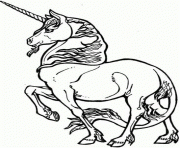 Coloriage cheval portant une corne sur le front dessin