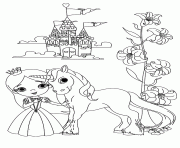 la vie de princesse licorne chateau dessin à colorier
