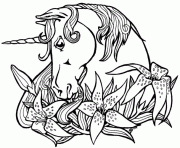 Coloriage licorne adulte zentangle dessin