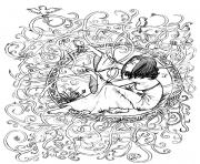 adulte zen anti stress a imprimer princesse enfermee dessin à colorier
