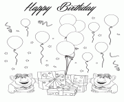 two trolls happy birthday dessin à colorier