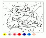 Coloriage magique chat boule de noel