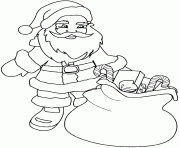 Coloriage le pere noel charge son traineau avec les cadeaux a distribuer dessin