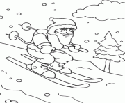 pere noel ski dessin à colorier