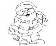 Coloriage le pere noel avec une cloche et son sac de jouets dessin