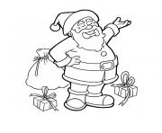 Coloriage pere noel souriant avec des cadeaux dessin