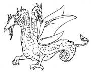 dragon avec trois tetes dessin à colorier