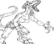 dragon fille femme muscle dessin à colorier