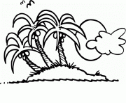Coloriage palmier maison pres de la plage dessin