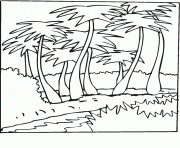 Coloriage palmier avec deux girafes dessin