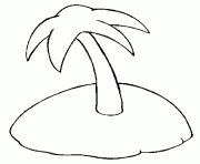 un unique palmier sur une ile deserte dessin à colorier