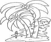 Coloriage palmier seul avec le chiffre 974 dessin